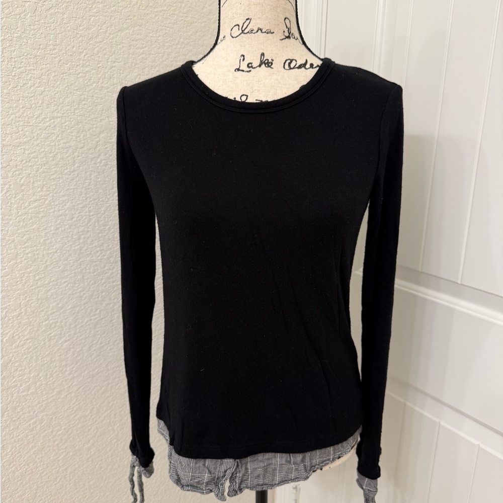 Bailey 44 Black Double Date layered  Women's Tee sz S